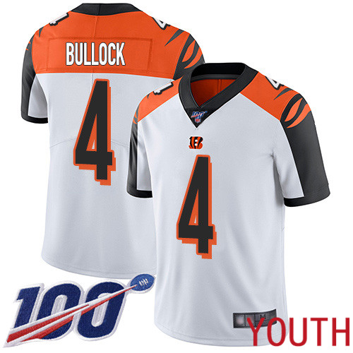 Cincinnati Bengals Limited White Youth Randy Bullock Road Jersey NFL Footballl #4 100th Season Vapor Untouchable->cincinnati bengals->NFL Jersey